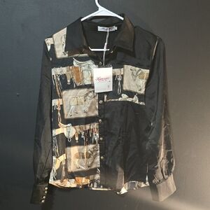 Annie Black and Tan Equestrian Blouse